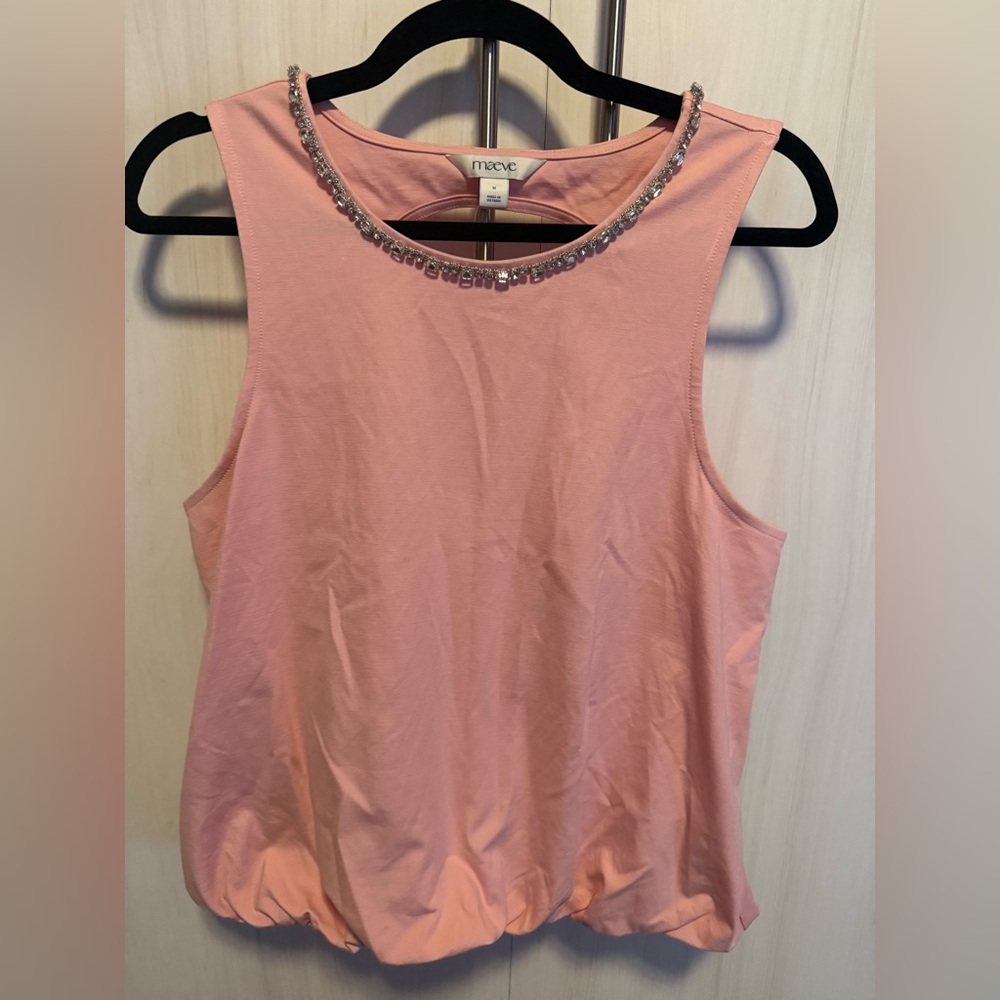 Maeve Pink Jeweled-Neck Sleeveless Top - Picture 5 of 8